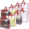 8 Pcs Clear Wreath Storage Bags 26 Inch Christmas Decoration Garland Container Door Garland Holiday Wreath Storage Holder with Handle and Zipper Heavy Duty Plastic Packing Totes(Red)
