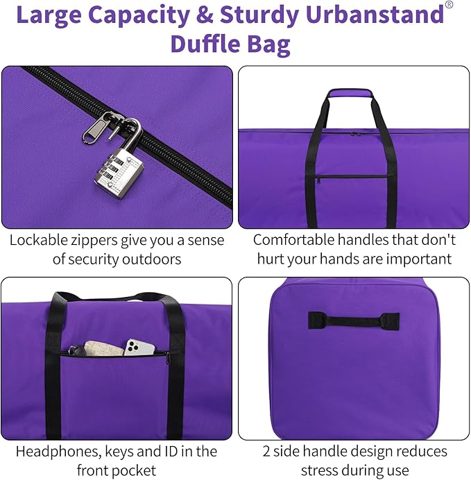 Urbanstand 52 Inch Extra Large Duffle Bag for Travel, Sports Gear Storage Bag with 2-way Lockable Zippers, Long Duffel Bag for Tent Camping tripod (Purple)