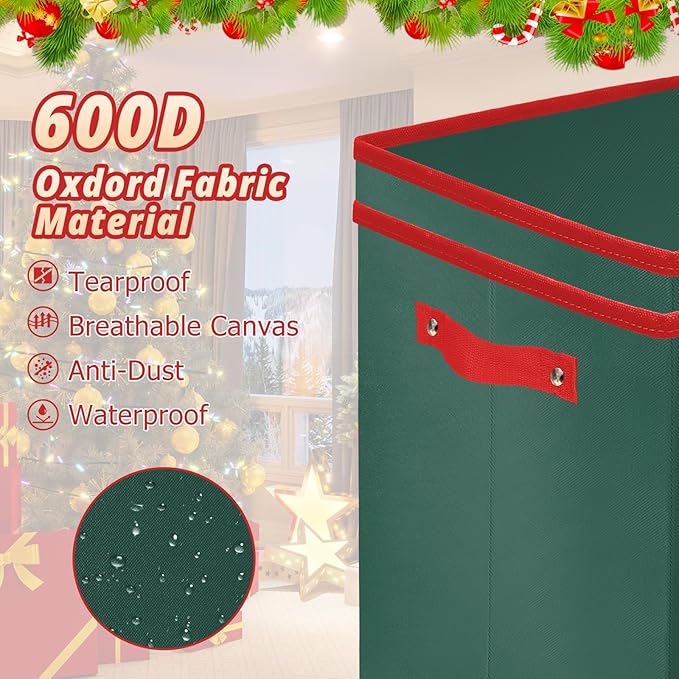 Christmas Nutcracker and Figurine Storage Box, Keeps 9 16" Tall Holiday Nutcrackers, Figurines, and More -Xmas Decor Collectible Organizer with Adjustable Dividers, 600D Oxford Fabric Tear-Proof