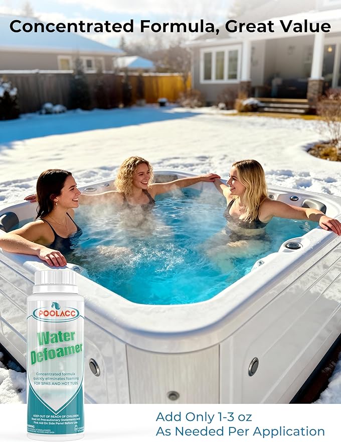 Hot Tub Defoamer, Anti-Foam for Hot Tubs and Spas, Eliminates & Prevents Foam in Water, Spa Maintenance Chemicals, 16oz
