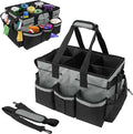 ZKOO Large Cleaning Caddy Bag with Handle, Built-in Sturdy Support Board, Adjustable Shoulder Strap, Multi-compartment Design Cleaning Supply Tote for Cleaners & Housekeepers (Gray)