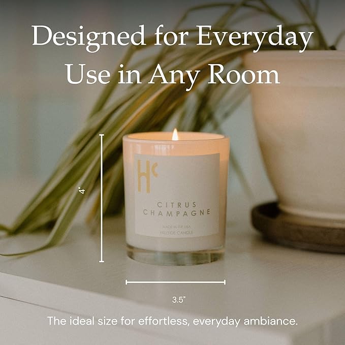 Citrus Champagne Single Wick Soy Candles, Luxury Scented Candles for Home - Up to 60 Hour Burn Time, Cruelty-Free Soy Wax Blend - Citrus Fragrance, Notes of Berries & Jasmine (9 oz)