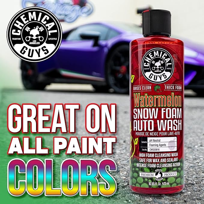 Chemical Guys CWS20864 Watermelon Snow Foam Car Wash Soap (Works with Foam Cannons or Bucket Washes) For Cars, Trucks, Motorcycles, RVs & More, 64 fl oz (Half Gallon) Watermelon Scent