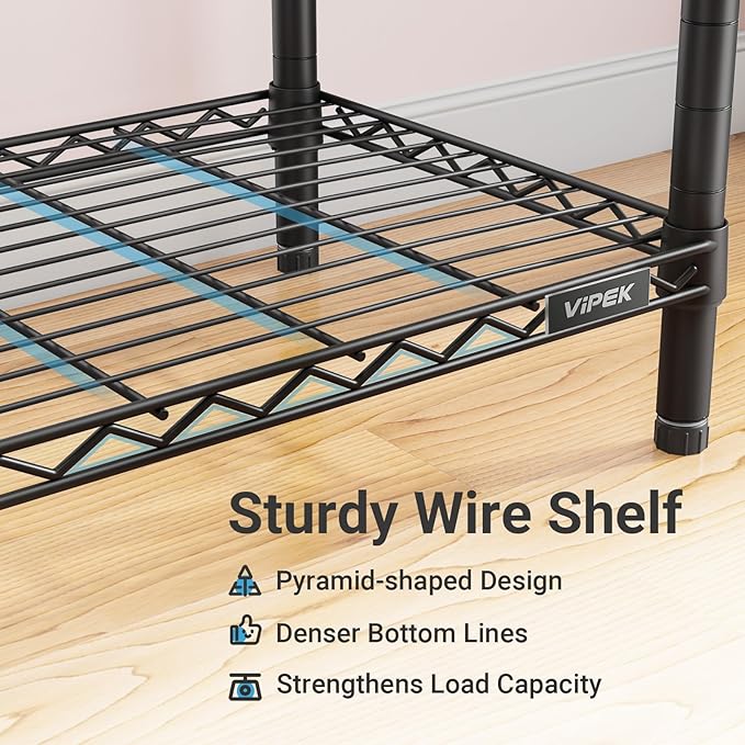 VIPEK Classic V6 Plus Wire Garment Rack Heavy Duty Clothing Rack for Hanging Clothes, Metal Freestanding Closet Wardrobe Rack Portable Clothes Rack, 84.7" L x 15.7" W x 76.4" H, Load 1120lbs, Black