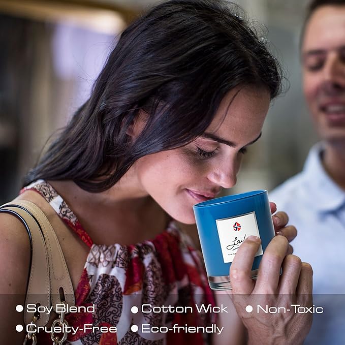 Geir Ness Laila Perfume Candle - Soy Wax Scented Candles For Home, Bathroom and Spa Room - Cotton Wick- Long Lasting Burn and Scent - Aromatherapy Candle with Relaxing Clean Fragrance