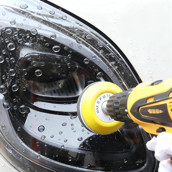 3 Inch Car Headlight Restoration Kit, 75MM Headlight Polishing Kit, Headlight Cleaning Kit with Hook & Loop Sanding Disc Grit 320-3000 Scouring Pad Polishing Pad Soft Interface Pad for Drill--41PCS