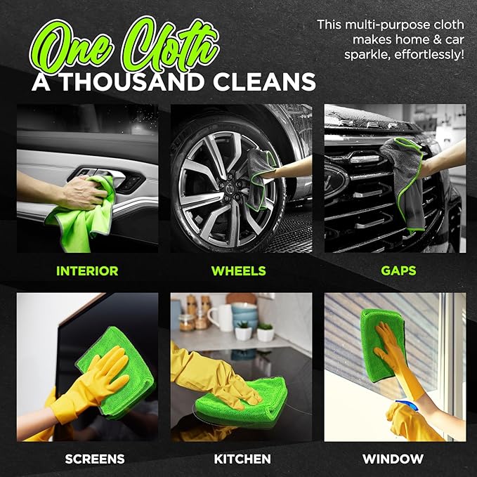 VIGORSHINE 6-Pack Microfiber Towels for Cars (16"×12") Ultra Absorbent and Scratch-Free Car Detailing Cleaning Cloth, Trucks, Home Cleaning, Pet Drying, Boats, and Motorcycles, Gift Packed