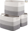 Storage Baskets for Organizing, Woven Baskets for Shelves, Rectangle Decorative Organizer for Storage Clothes, Toy, Books, Towels Nursery Bins 3 Pack (Gradient Grey, 15.75"x11.8"x9.85")