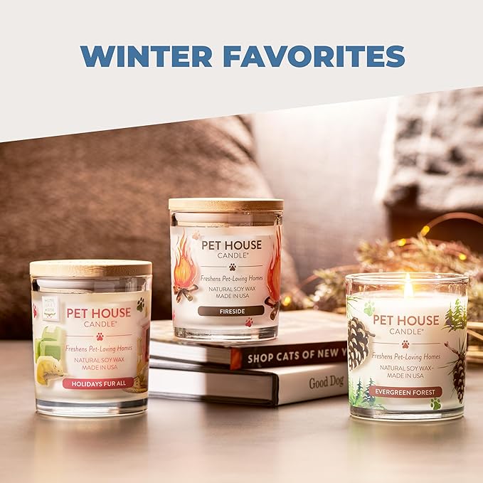 One Fur All Pet House Candle 2 Pack - Plant-Based/Soy - Clean Burning Scented, Long Lasting Pet Odor Candle for Home - Red Currant