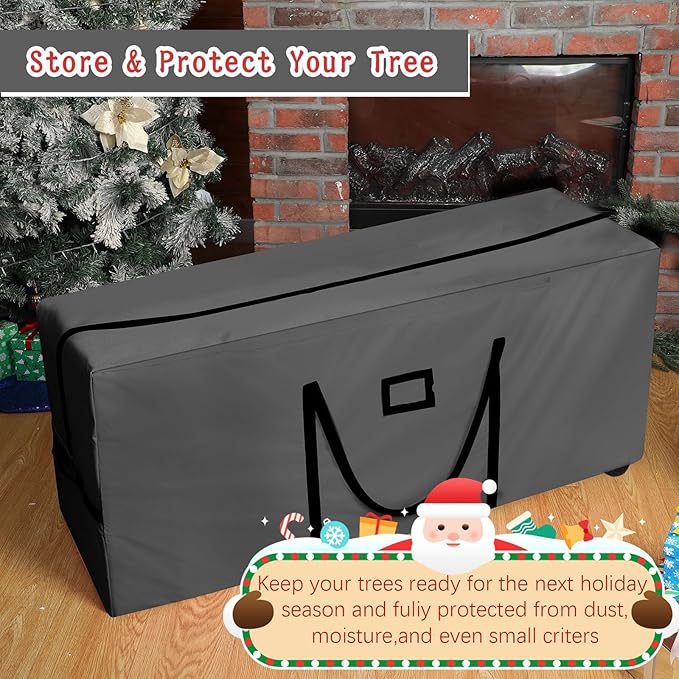 7.5 Ft Heavy Duty Christmas Tree Storage Bag 900d Oxford Fabric with Wheels and Reinforced Handles, Durable Xmas Storage Box for Disassembled Holiday Tree (7.5 ft,Grey)
