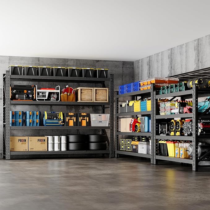 BYNSOE 78.8" W Storage Shelves 7000lbs Garage Metal Shelving Heavy Duty Garage Shelves Adjustable Storage Shelves for Industrial, Factory, (78.8" W X 24" D X 78.8" H)