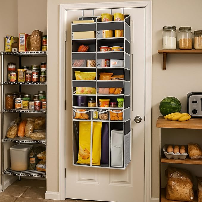 EZVERY Extra Large Over The Door Organizer with Clear Pockets - 8 Compartments & XL Bottom Storage, Heavy-Duty Hanging Organizer for Bathroom, Bedroom, Closet (57 Inch Height).