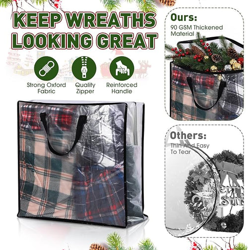 5 Pack Christmas Storage Bags, 7.5 Ft Christmas Tree Large Bag and 25" Garland Wreath Containers Packing Tote Moving Bags with Handle Zipper for Artificial Xmas Tree Wreath Garland