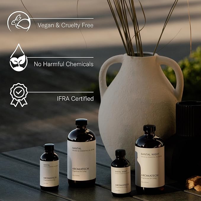 AromaTech Santal Aroma Essential Oil Blend: Luxury Hotel Inspired Aromatherapy with Amber, Vanilla, Cedar & Sandalwood for Ultrasonic Diffusers (0.33 Fl Oz (Pack of 1))