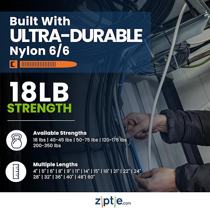 ZipTie.com 4.3-Inch Black Zip Ties With Screw Hole - 18-lb Tensile Strength Cord Management & Secure Mounting - Indoor & Outdoor Multi-Purpose Tie Wraps (100-Pack)