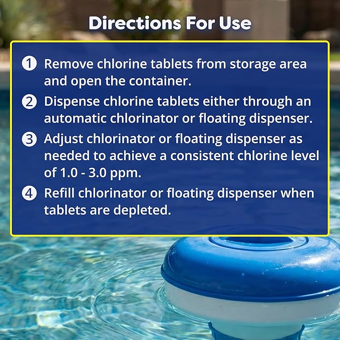 In The Swim 3 Inch Stabilized Chlorine Tablets for Sanitizing Swimming Pools - Individually Wrapped, Slow Dissolving - 90% Available Chlorine - Tri-Chlor - 50 Pounds