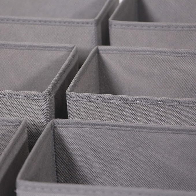 DIOMMELL 9 Pack Foldable Cloth Storage Box Closet Dresser Drawer Organizer Fabric Baskets Bins Containers Divider for Clothes Underwear Bras Socks Lingerie Clothing, M Grey 090