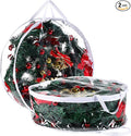 Shappy 2 Pieces Clear Christmas Wreath Storage Container 24 Inches Xmas Wreath Storage Bag Plastic Christmas Garland Container with Dual Zippers and Reinforced Handles for Xmas Seasonal (Clear)