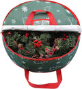 30 Inch Christmas Wreath Storage Bag, Wreath Storage Container with Carry Handles Zipper and Labeling Card Slot, Waterproof Garland Storage Container for Wreath Christmas Decoration, Green