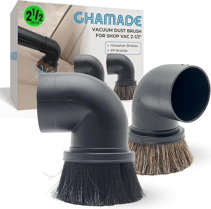 2PACK Horse Hair & Plastic Bristles Brushes for Shop Vac 2-1/2'' - Vacuum Accessories for Shop Vac 2-1/4'' Compatible with Rigid Shop-Vac VacMaster Craftman, Vacuum Attachments for Car Detailing
