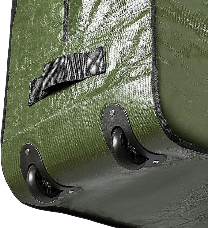 HOMEST Christmas Tree Storage Bag, Fits for 4.5-7 ft Xmas Artificials, Zippered Bag with Reinforced Carrying Handles and Wheels, Green (Bag Only)