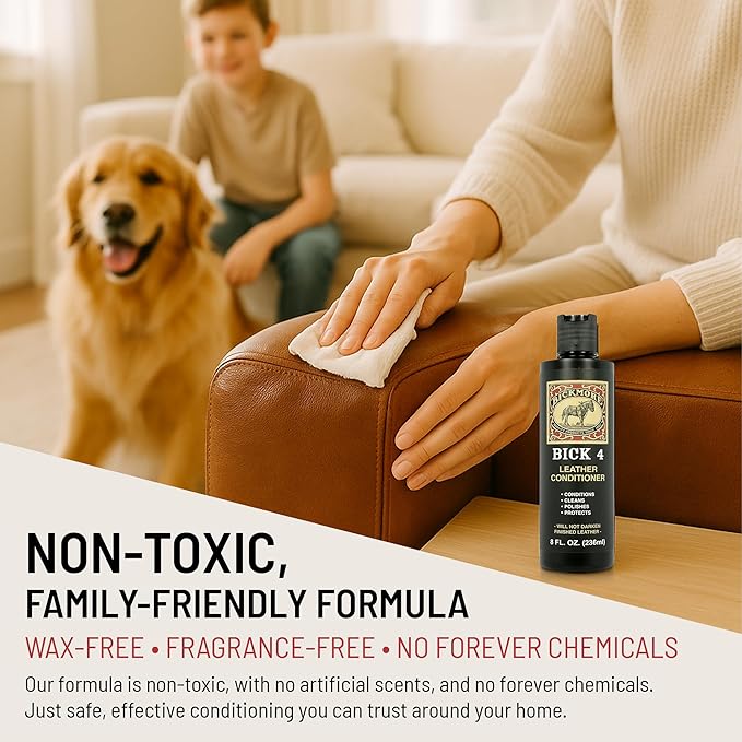 Bick 4 Leather Conditioner and Leather Cleaner 2 oz - Will Not Darken Leather - Safe of Leather Apparel, Furniture, Jackets, Shoes, Auto Interiors, Bags & All Other Leather Accessories