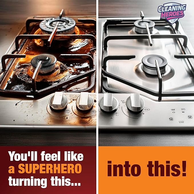 CLEANING HEROES Oven and Grill Cleaner, 32 Fl Oz - BBQ Cleaner and Degreaser - Perfect for Air Fryers, Stoves, Baked-On Grease and Food Buildup