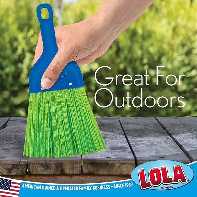 LOLA Whisk Broom, Hand Brush, 4 Pack Durable Bristles, Whisks Away Dirt & Debris, Compact, Hang Hole for Easy Storage, Indoor/Outdoor