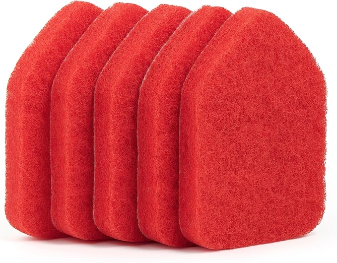 Moku Home Replacement Scrubber Refill for Moku Home Extendable Tub Tile Shower Brush for Cleaning Non-Scratch (5X Scrubber Sponge Red)