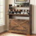 Shoe Cabinet with 2 Flip Drawers & Adjustable Shelf,Wood Shoe Organizer,Freestanding Hidden Shoe Storage Cabinet for Entryway,Hallway