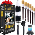 Detail Dudes Boar Hair Detailing Brush Set - 9-Pack - Includes Wheel, Tire Brush & Tire Dressing Applicator - Soft Boar Hair Bristles - Scratch-Free Car Wash - Crevice Tools for Vents & Emblems