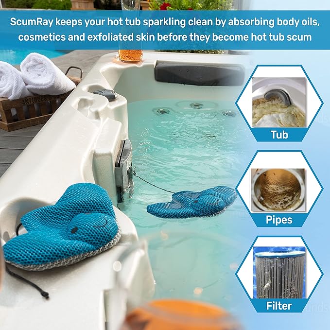 Twin Pack Hot Tub Scum Absorber - Reusable Spa & Pool Cleaner, Keeps Water Clear, Essential Hot Tub Accessories for Adults for Scum, Hot Tub Oil Absorbing Sponge Original
