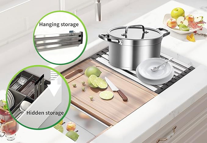 Miao Steward Over The Sink Kitchen Dish Drying Rack Organizer - Stainless Steel Collapsible Non-Slip Space-Saving [19.69 * 12.8IN] - Rust-Resistant Heat-Resistant Sturdy - Easy to Clean
