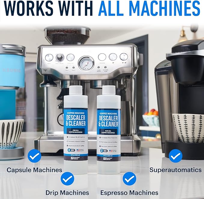 Essential Values Descaling Solution for Delonghi Keurig Breville Nespresso (4 Uses) - Coffee Machine Descaler Cleaner - Liquid To Descale Automatic Coffee Makers & Espresso Machines
