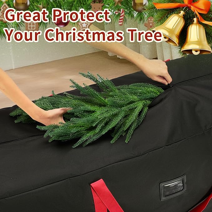 Christmas Tree Storage Bag, Fits Up to 7.5ft Tall Christmas Tree, Heavy-Duty 600D Waterproof Oxford, Durable Handles & Zipper, Holiday Xmas Storage Bag, Protects Christmas Tree and Holiday Ornaments