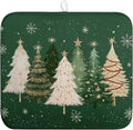Wnoesat Green Christmas Tree Snowflakes Dish Drying Mat for Kitchen Counter 16x18 Inch Winter Xmas Holiday Dish Rack Mat Absorbent Microfiber Dish Draining Mat Reversible Drainer Pad