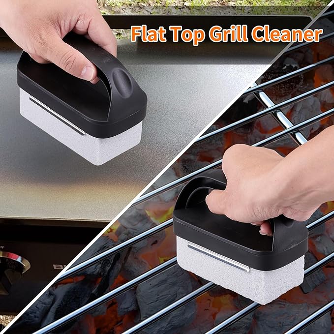 Grill Cleaner with Handle,Grill Cleaning Kit Tool for Blackstone Accessories,Grill Stone Cleaning Bricks Brush,Griddle Scraper,Pumice Flat Top Griddle Cleaning Stone for Removing Stains