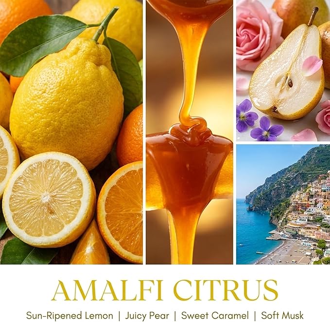 HomeLights 4-Wick Candles for Home Scented - 18oz Soy Wax Blend Candle Long-Lasting Fragrance, Eclectic Mixed Styles Home Decor and Housewarming Gifts, Amalfi Citrus