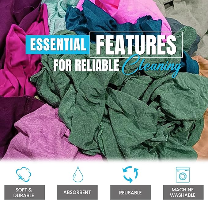 Recycled Color Knit Cleaning Rags (600 lbs. Pallet 60x10 lbs. Compressed Box) – Shop Cloths Bulk for Workshops, Mechanics, Painters, and Home Use, Multipurpose Cotton T-Shirt Rags