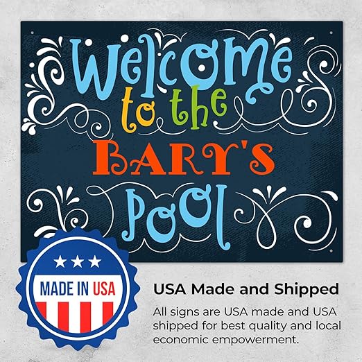 Custom Pool Sign, Welcome to The Pool Fun Colors for Pool Décor Sign, 18x24 Inches, Rust Free .063 Aluminum, Fade Resistant, Made in USA by Sigo Signs
