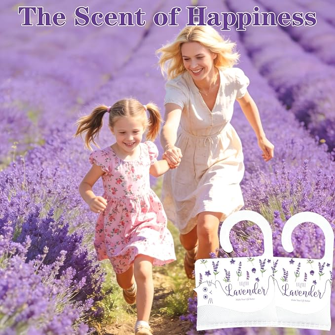 13 PCS Lavender Sachets Bags for Drawers and Closets, Hanging Scented Sachets Air Fresheners, Natural Home Fragrance Odor Eliminator for Wardrobe, Shoe Cabinet, Car & Bathroom Potpourri Bag