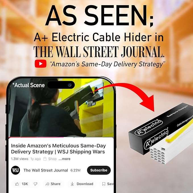 A+ ELECTRIC 315" Cable Hider, Wire Cover, Cables Raceway for Cord Hide, Long, Large, White and paintable Cords Cover Concealer Conduit Channel, TV, Ethernet Molding Electrical Wires Management Kit
