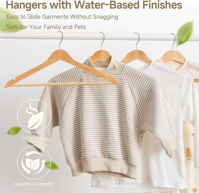 StorageWorks Clothes Hangers, Wooden Hangers 20 Pack for Closet, Wood Hangers for Coats, Shirts, Jackets, Pants, Suits, Natural Wood Color