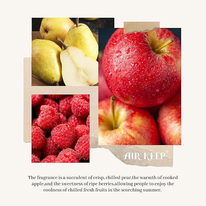 Airkeep Flower Reed Diffusers Set, 5.07 oz Pear/Apple/Berry Scented Oil Diffuser with 8 Reed Sticks, Home Fragrance Diffuser Gift Set for Bathroom & Office Decor 150ml