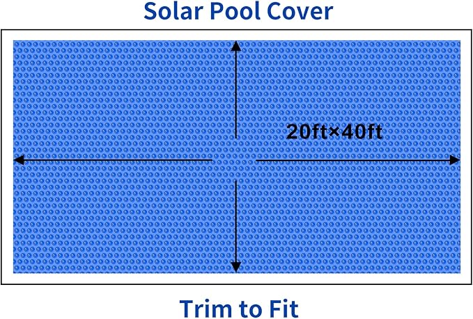 BigXwell Solar Pool Cover, Blue 16-mil 20x40 Foot Rectangle for In-Ground Pools, Heavy-Duty Insulating Cover, Heat Retaining Solar Blanket Cover.