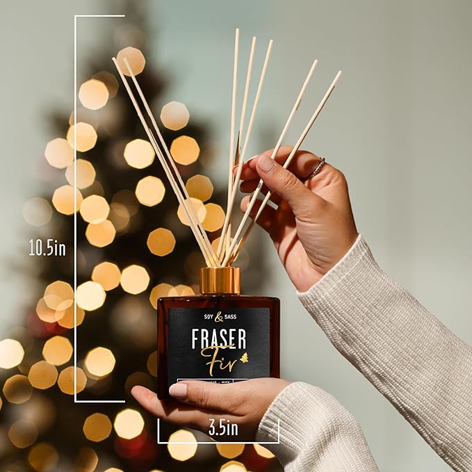 Fraser Fir Diffuser, Christmas Tree Diffuser - w/Pine Balsam, Cedar & Citrus I Infused w/Essential Oils I Christmas Décor I 3.75 OZ Oil I Long-Lasting Scent Lasts 4-6 Month's I Made in The USA