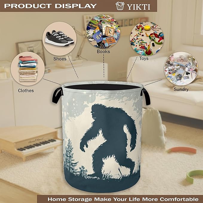 Big Foot Laundry Hamper,Retro Forest Collapsible Laundry Baskets,Waterproof Oxford Cloth Laundry Room Organization for Bedroom,Bathroom,Nursery,16x20 Inch