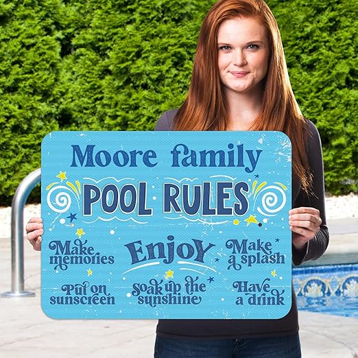 Custom Pool Sign, Fun Pool Rules for Pool Decor Sign, 18x24 Inches, Rust Free .063 Aluminum, Fade Resistant, Made in USA by Sigo Signs
