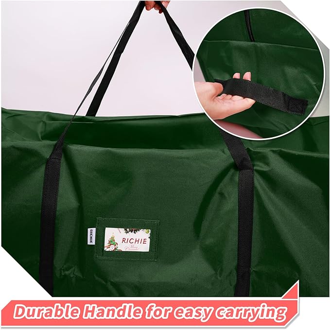 Christmas Tree Storage Bag 7.5ft (3pc Set), Fits Up to 7 Foot Artificial Trees, 600D Oxford Tear-proof Xmas Tree Bag, Reinforced Handles&Zippered&Durable, Holiday Decoration Storage Bags, Green