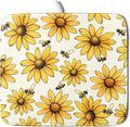 ABSOP Spring Summer Sunflower Bee Dish Drying Mat of Kitchen Counter 18×24 Inch Floral Drainer Pad Flower Dish Rack Pad Drainer Mat Washable Absorbent Reversible Microfiber for Coffee Bar